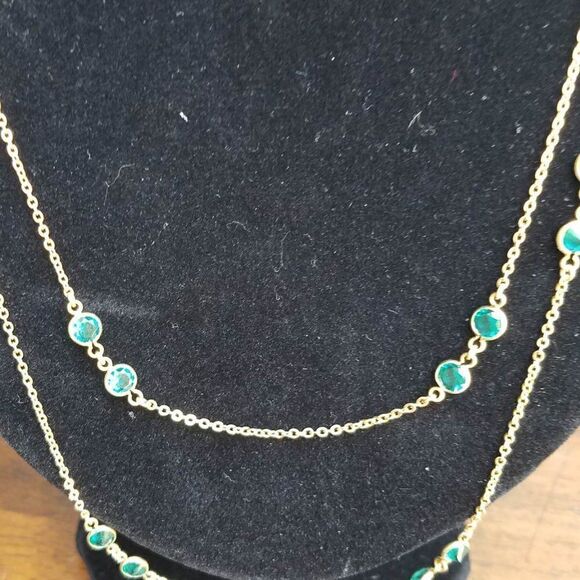 J Crew Green Stone Station Double Strand Necklace - Picture 7 of 7